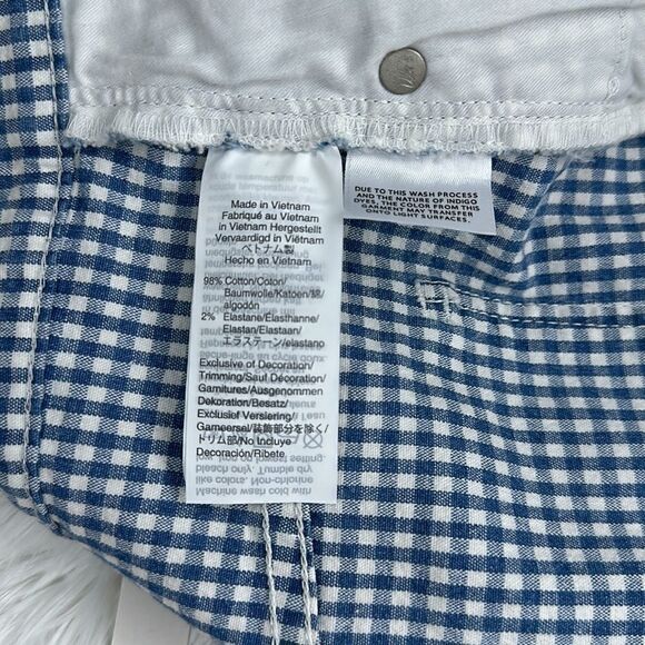 NWT Madewell Straight Stretch Mini Skirt Gingham: Raw Hemmed in Blue/White S 26 - Picture 10 of 10
